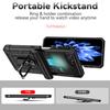 For Samsung Galaxy Z Flip 6 5 4 3 Case with Slide Lens Cover, 360° Magnetic Ring Kickstand Upgraded Military Grade Shockproof