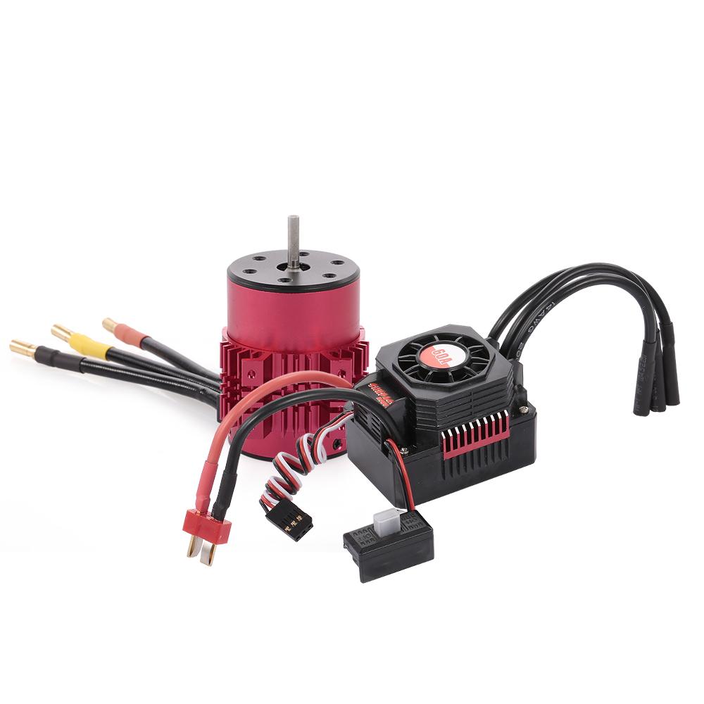 SURPASS HOBBY 3650 3900KV Brushless Motor with Heat Sink and 60A ESC with BEC Waterproof for 1/10