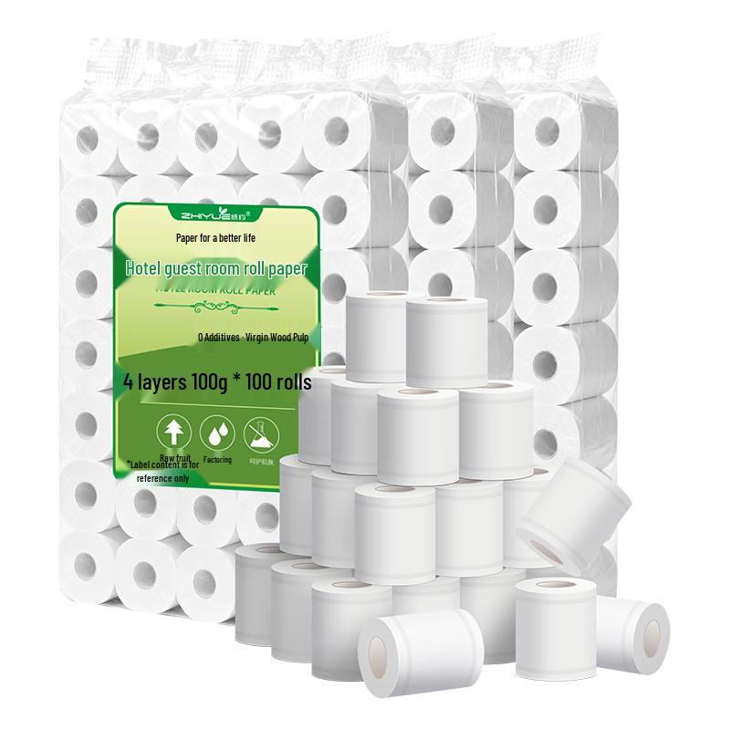 Commercial 4-Ply Cored Toilet Paper (100g x 100 Rolls)