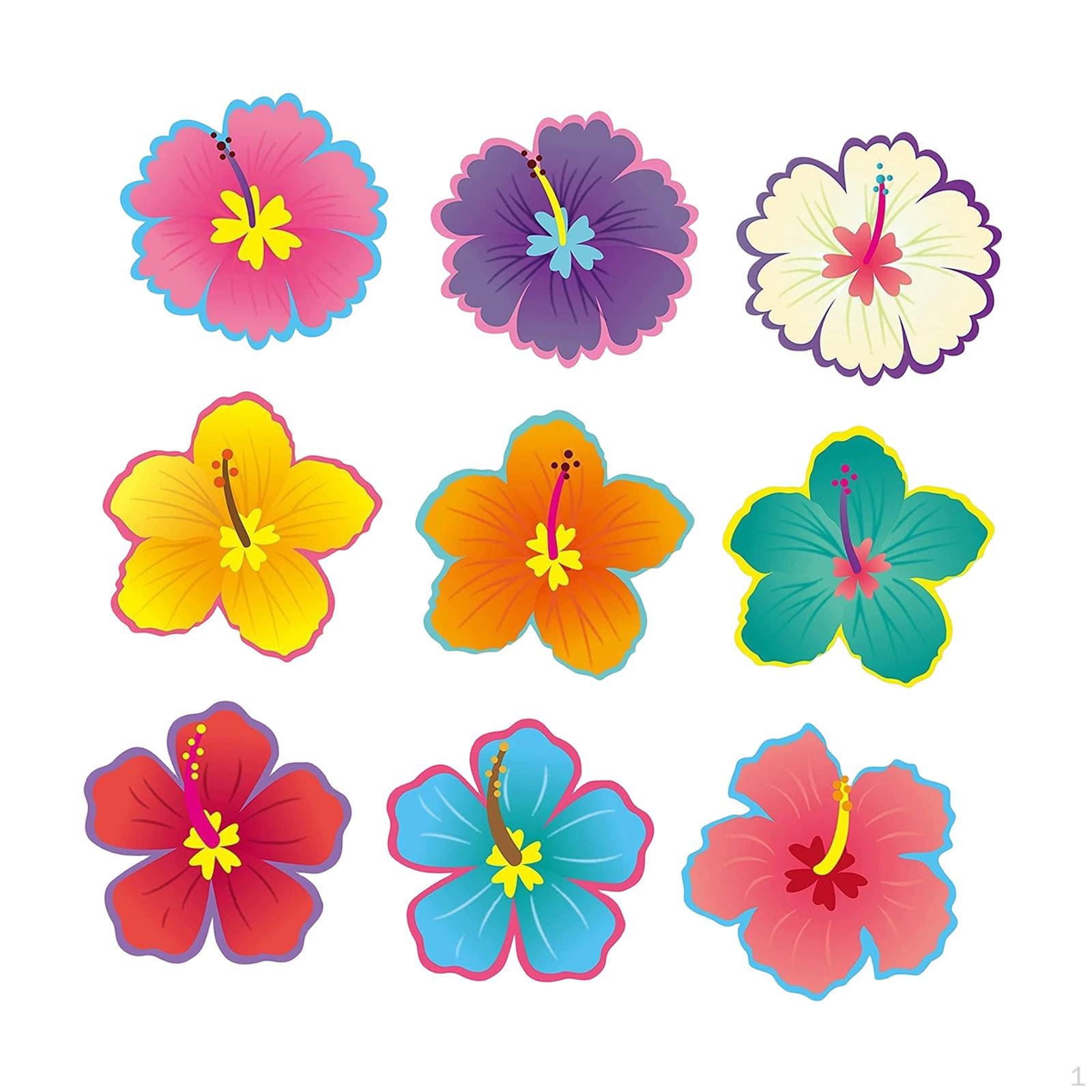 

45Pcs Luau Flower Cutouts Bulletin Board Decorations Back to School DIY Craft Decor Wall Decals for