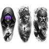 3pcs Temporary Tattoo Fantasy Tattoos Waterproof Long-lasting Body Stickers Warrior Tattoos Black And Grey Realism For Arms