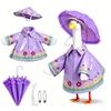 1 Set Porch Goose Outfit Waterproof Goose Raincoat Hat And Umbrella Summer Goose Floral Costume Fits 23 Inch Lawn Goose Statue Outdoor Decor Garden