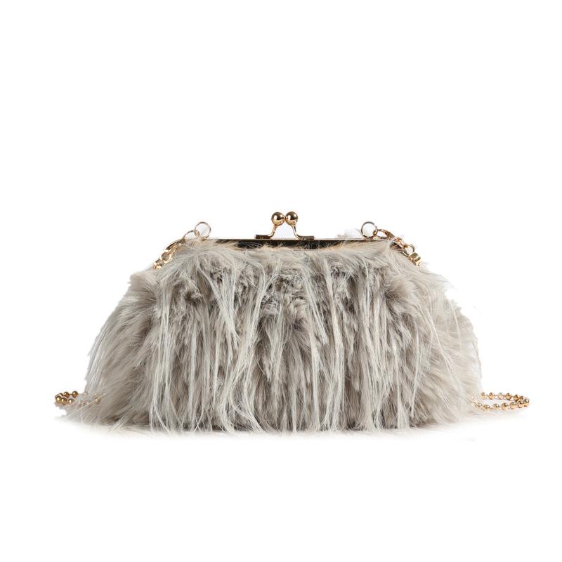 2025 Autumn and Winter New Plush Clutch Bag Women's Versatile Plush Chain Bag Versatile Shoulder Bag Sweet Messenger Bag