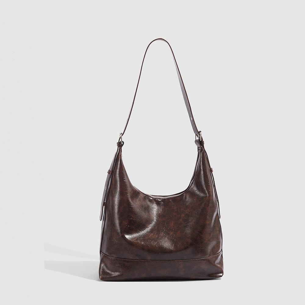 

Niche Design Retro Large Capacity Tote Bag Fashion High-Quality Texture Shoulder Bag Commuting Simple Class Crossbody Bag коричневий