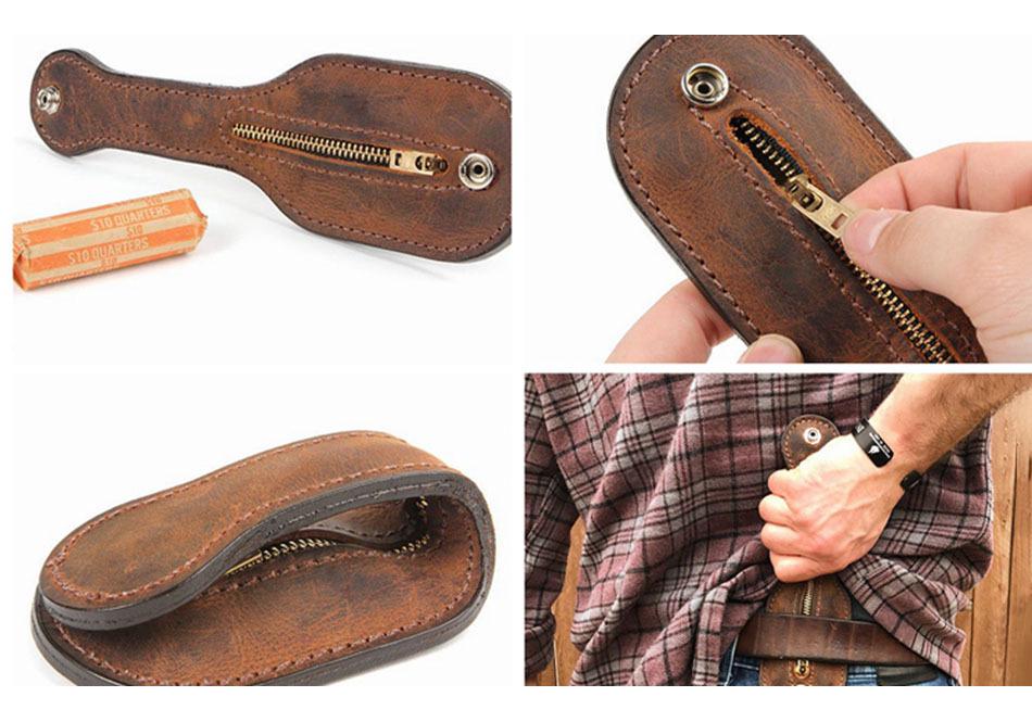 In Stock Women's Self-Defense Leather Paddle Coin Bag - Outdoor Portable Anti-Wolf Tool