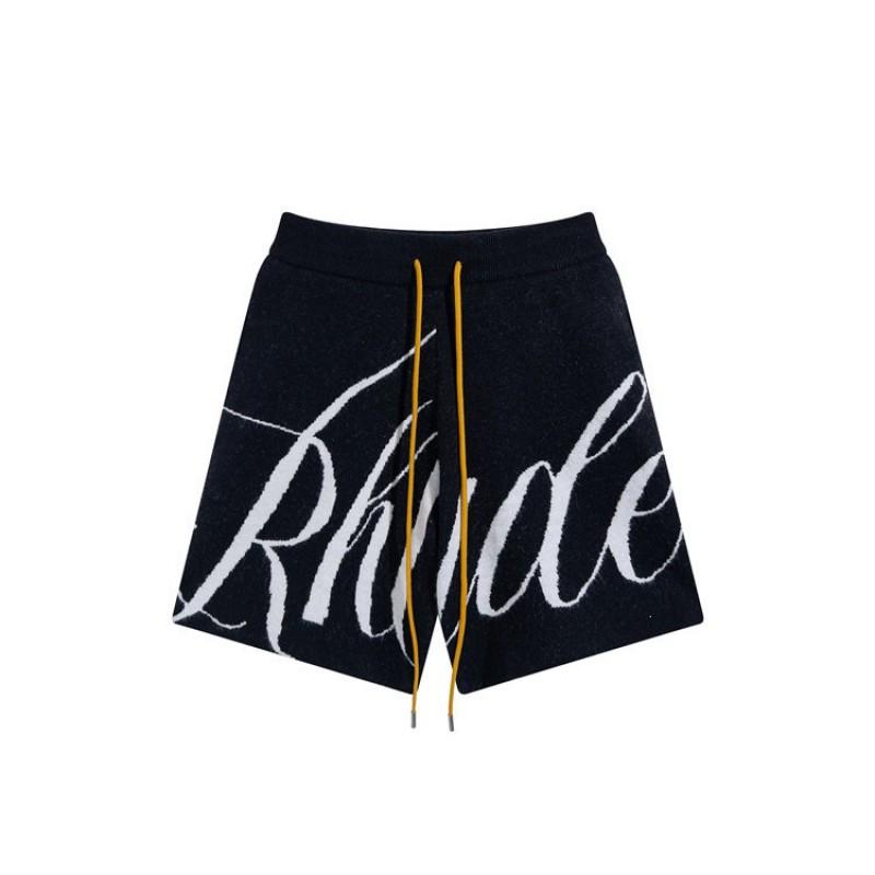 American Streetwear RHUDE Letter Knit Shorts Loose Fit Casual Hip Hop Style