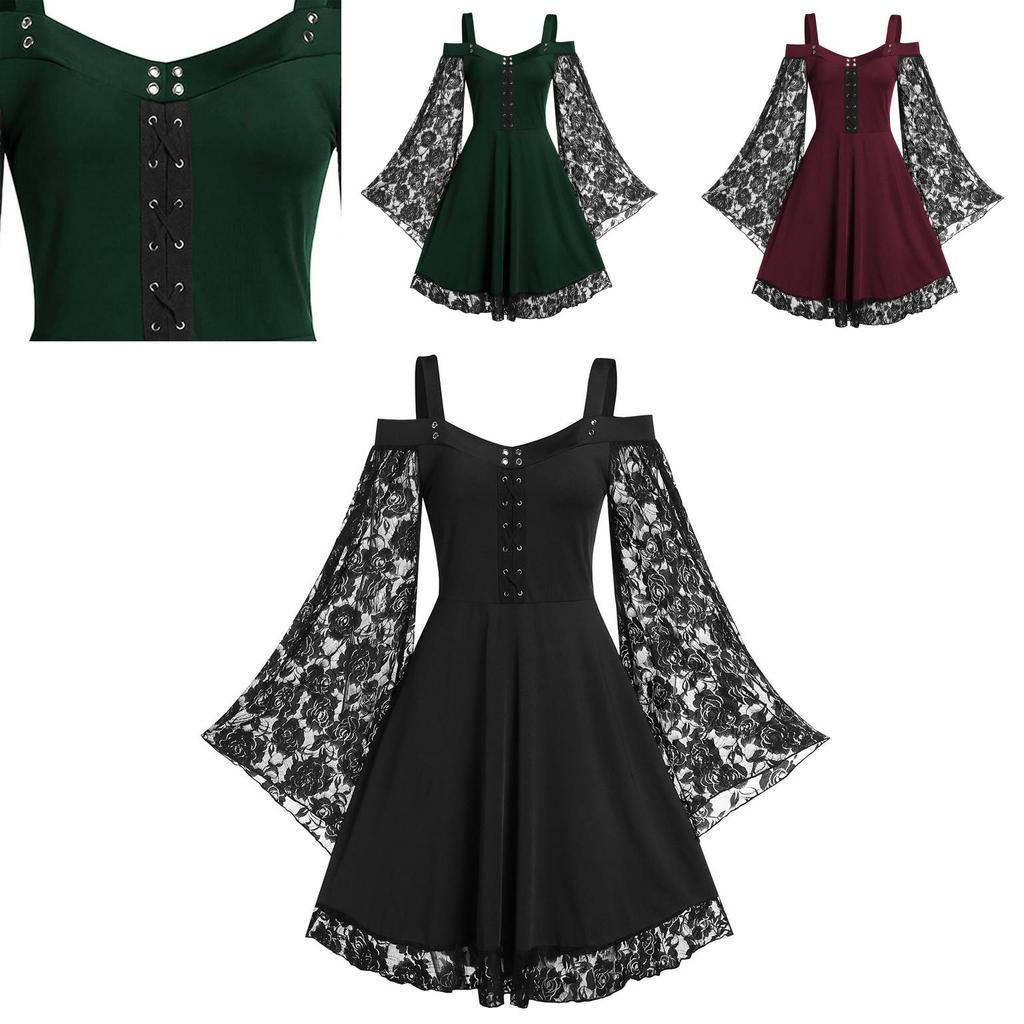 Einwortkragen Damenkleid im viktorianischen Stil mit langen Ärmeln Perfekt für Weihnachten und Ostern