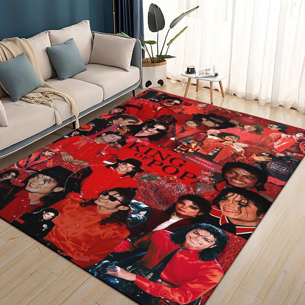 Neuer Stil Michael Jackson King of Pop MJ Teppich für Wohnzimmer Schlafzimmer Zuhause Sofa Dekoration, Rutschfeste Bodenmatte für Kinder