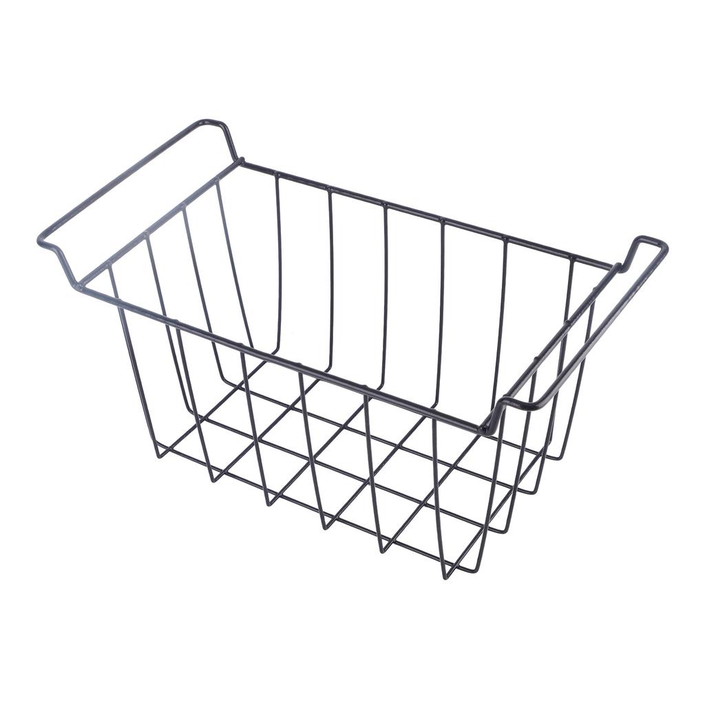 2 Pcs Freezer Wire Storage Basket PE Coated Hanging Rack Organizer Bin Black for Refrigerator Shelves
