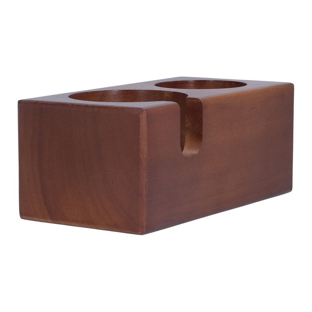 2 Hole Coffee Tamper Holder Beech Coffee Handle Mat Pad Stand for Home Restaurant(BuiltIn )