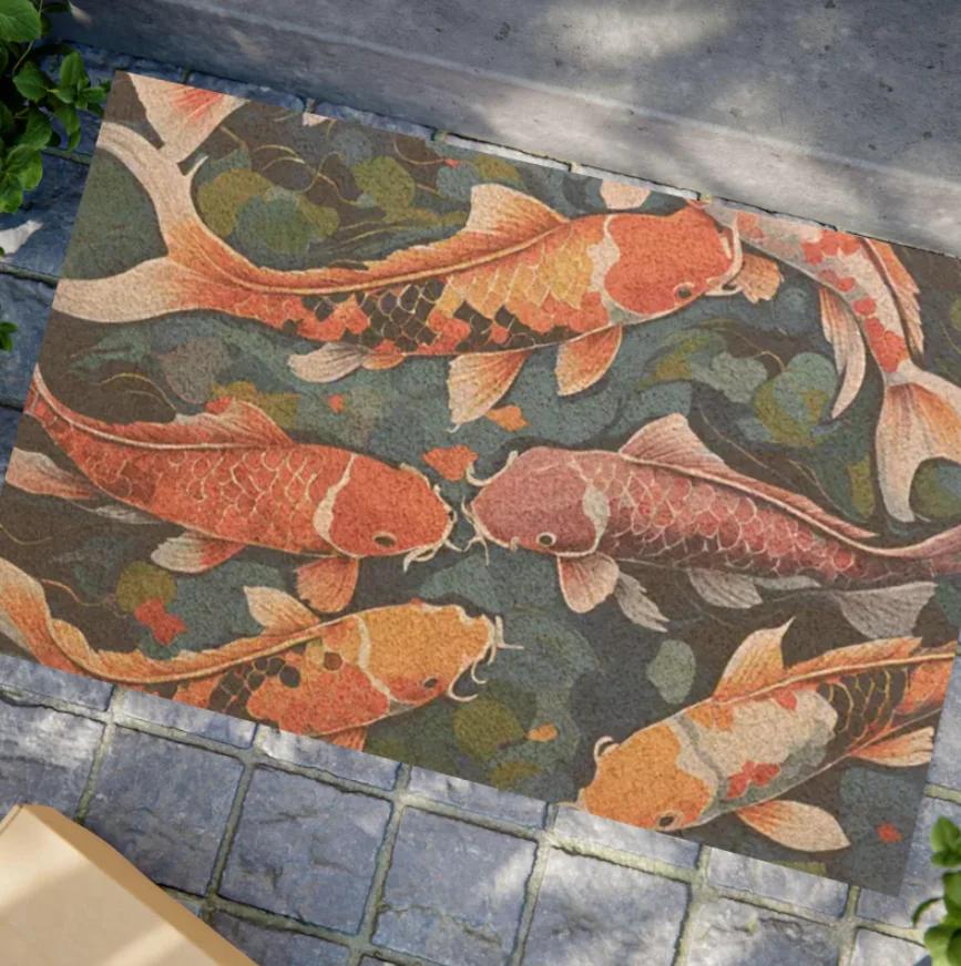 Retro Waves Doormat Mat Outdoor Indoor Welcome Entryway Rug Housewarming Gift Front Door Decor Japanese Style Calm Entry Decor