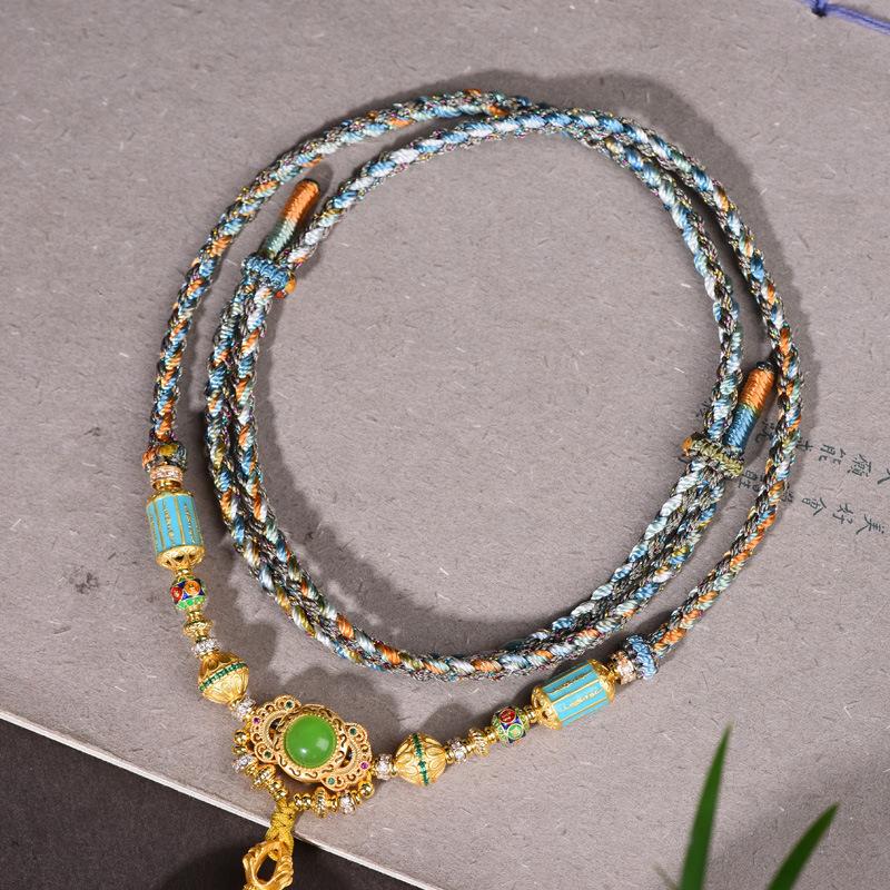 New tibetan pendant, chinese style thangka zaki ram necklace, new chinoiserie hand-woven pendant