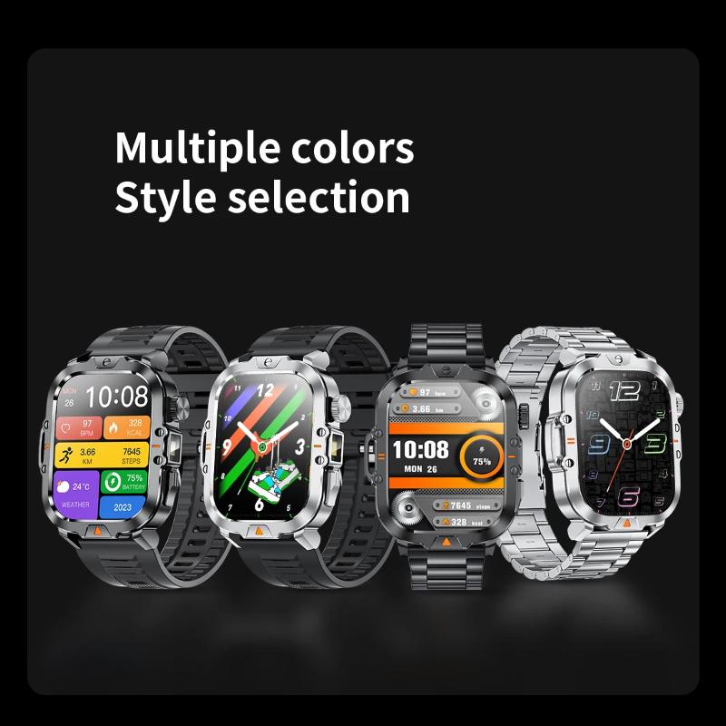 2025 Nieuwe 2.01-inch HD Scherm Heren Smartwatch met Zaklamp Buitensporten Heren Horloge IP68 Waterdicht Gezondheidsmonitor Oproep Smartwatch
