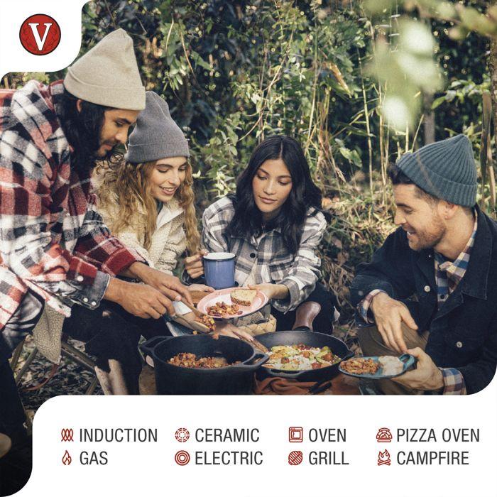 Wok en Fonte Émaillée Induction 35,5cm, Convient pour le Feu, Barbecue, Four Victoria 30926 Noir