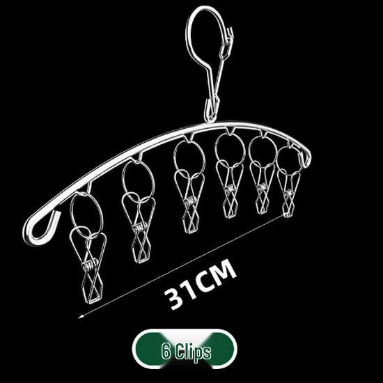 Windproof Stainless Steel Clothes Hanger with Clips - Multifunctional Drying Rack for Socks & Underwear