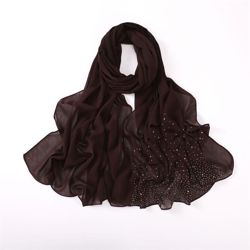 Plain Rhinestone Diamond Bubble Chiffon Hijab Shawls High Quality Bling Bling Wrap Beach Bufandas Ramadan Islamic Muslim Sjaal