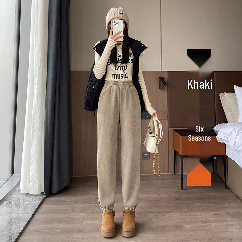 

Женские спортивные штаны из шениллового флиса с высокой посадкой - Осень/Зима 2025 Повседневные штаны-шаровары M 40-50kg