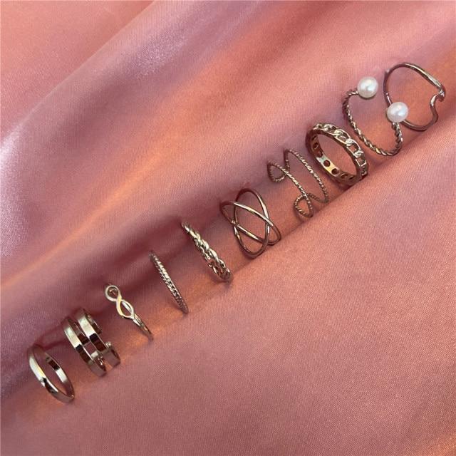 6pcs Vintage Gothic Butterfly Angle Flower Multi Element Ring Set For Women Men Retro Personality Finger Ring Gifts