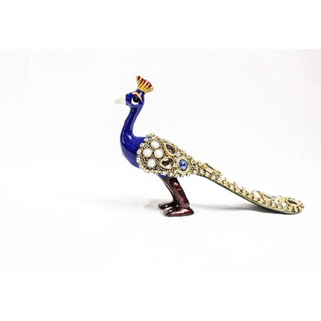 Metal Stone Work Peacock Statue Showpiece Decorative Figurine for Home Living Room Office Bedroom Decor