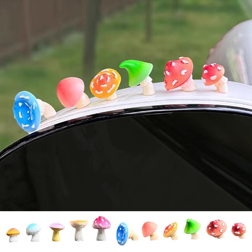 6PCS Mini Resin Mushroom Ornament Garden Bonsai Potted Decor Car Desk Computer Accessories Plant Bonsai Craft Decor Ornament Kit