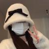 Harajuku Plush Basin Hat Y2k Fluffy Fisherman Hat Cute Bow Bucket Hat  Autumn