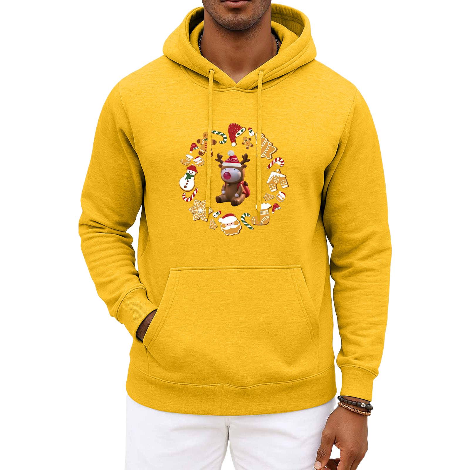 

Мужское и женское рождественское худи с капюшоном и длинными рукавами XL жёлтый