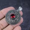 Natürlicher Granat Edelstein Handgefertigter 925 Sterling Silber Schmuck Anhänger 1,75" B3m78