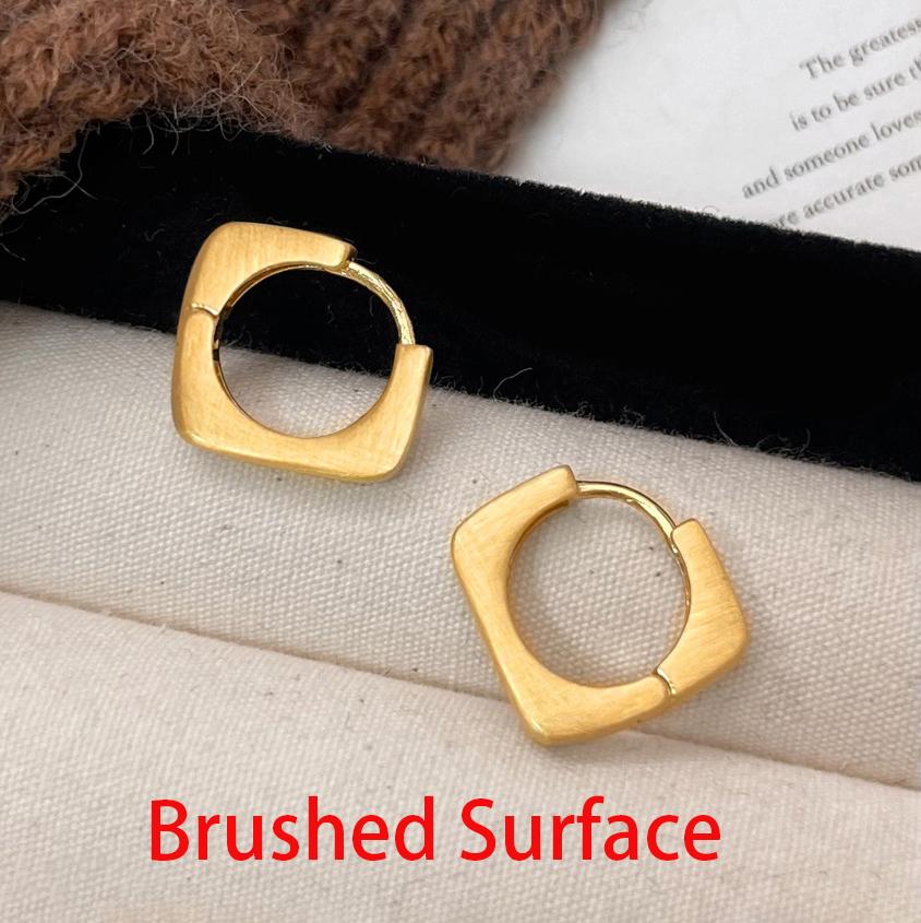 Tibetan Silver 18K Gold Plated Brushed Geometric Hoop Earrings for Women Trendy Fashion  Minimalist Accessories