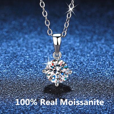 Collana Moissanite Certificata VVS1 Colore D Semplice Ciondolo a Quattro Griffe 1 CT Collana di Diamanti Donna Matrimonio Gioielli in Argento S925