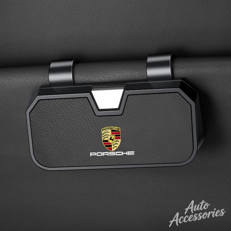 Car Sun Visor Glasses Case Sunglasses Holder Multi-functional Storage Case For Porsche Macan Panamera Cayenne Boxster Cayman 911