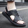 New Men's Crocodile Pattern Sandals Summer Fashion Men's Sandals Comfortable Leather Beach Male Sandals Outdoor Man Casual Shoes