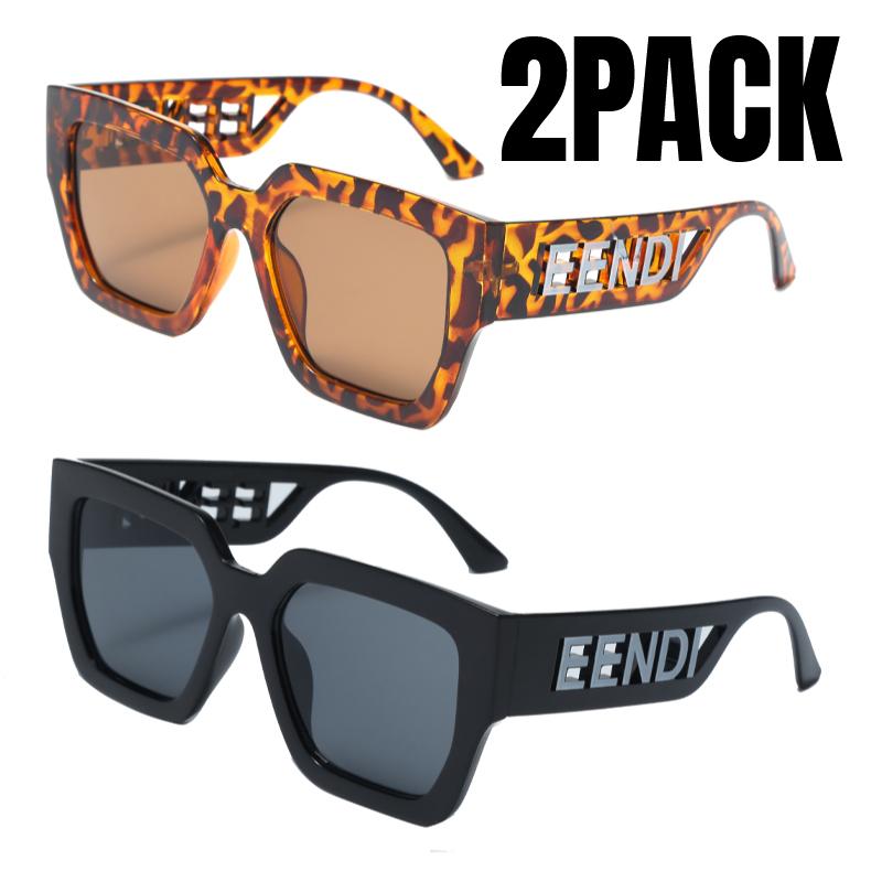 2PACK New Square Luxury Hollowed Oversized Punk Sunglasses Women Retro Square Sun Glasses Men Lady Outdoor Travel Glasses
