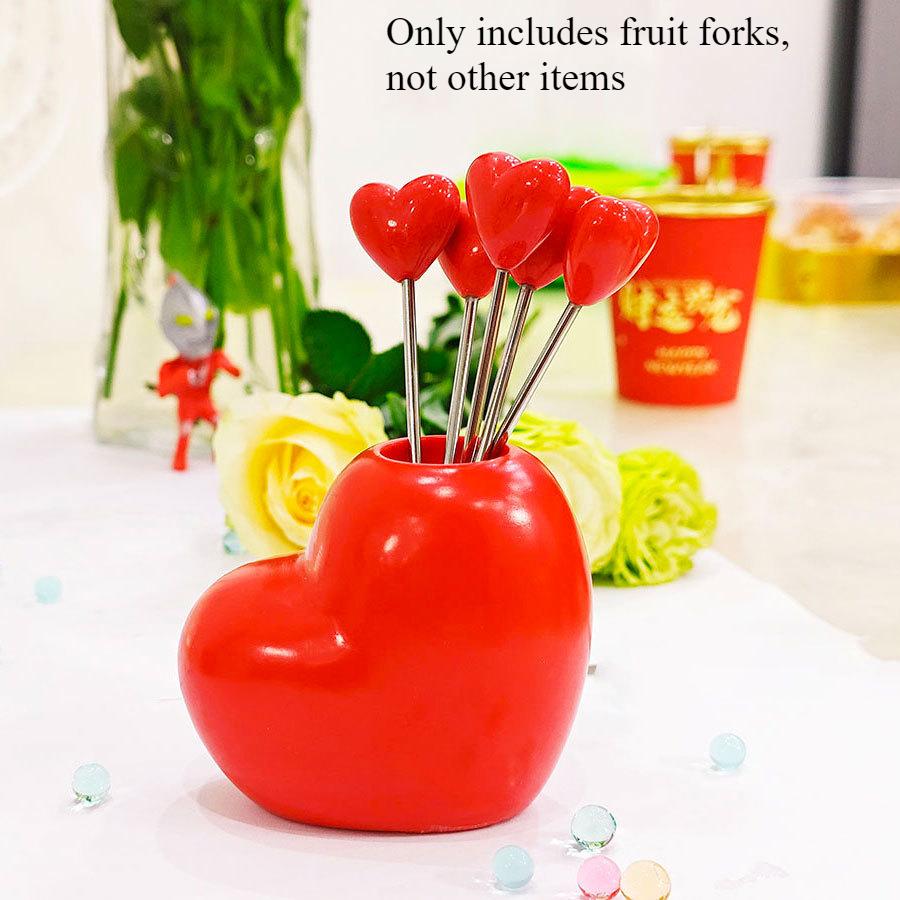 

11 шт. набор вилок Love Fruit Fork для дома, гостиной, рабочего стола, из нержавеющей стали, украшение для фруктов, симпатичная вилка для клубники и капусты