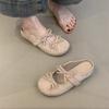 Gentle Bag Head Slippers New Temperament Elegant Bow Round Head Inner Height Lazy Half Drag