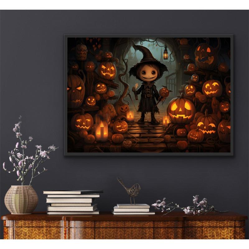 Classic Horror Halloween Pumpkin Skull Dark Academy Fashion Retro Poster Canvas Paintings Wall Art Pictures Home Decor