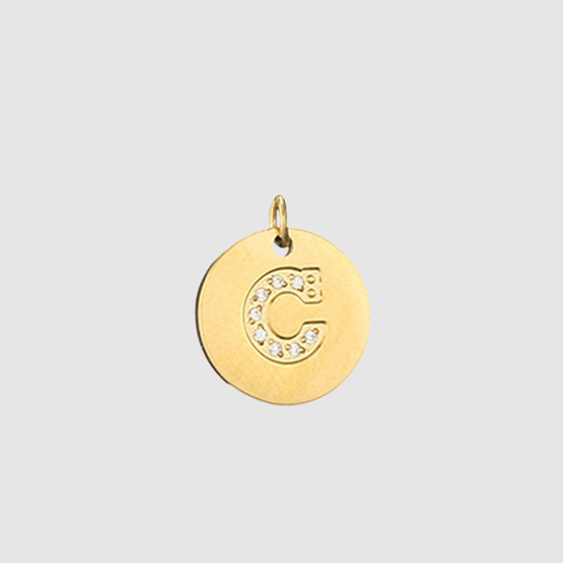 CARLIDANA Classique Minimaliste Alphabet 26 Breloques Lettres en Cristal Collier Pendentif Rond Lettre Acier Inoxydable Collier DIY