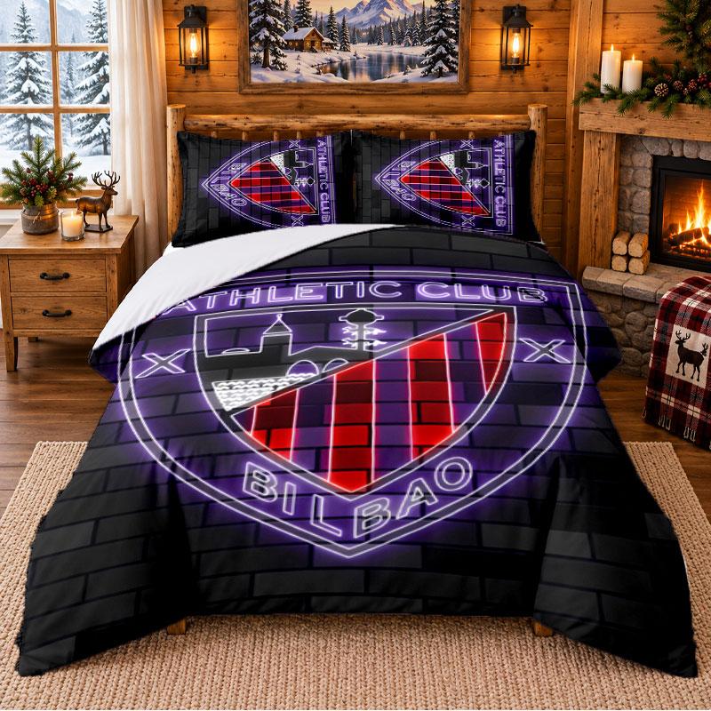 Athletic Bilbao Pattern Bedding 3Pcs Set Bed Sheet And Pillowcases For Indoor Bedroom