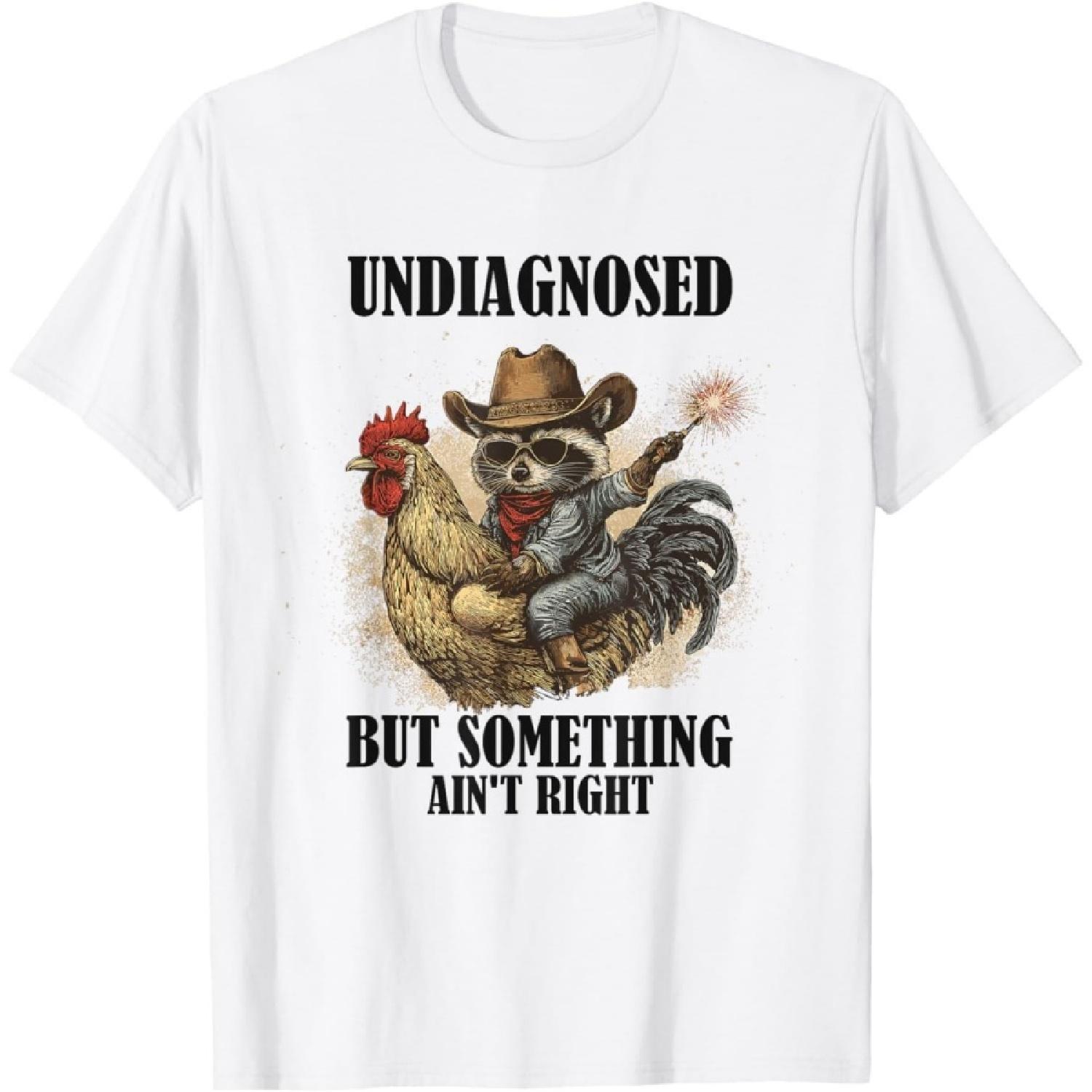

CekoCk Funny Raccoon Meme Undiagnosed But Something Aint Right T-Shirt XXXXXL білий
