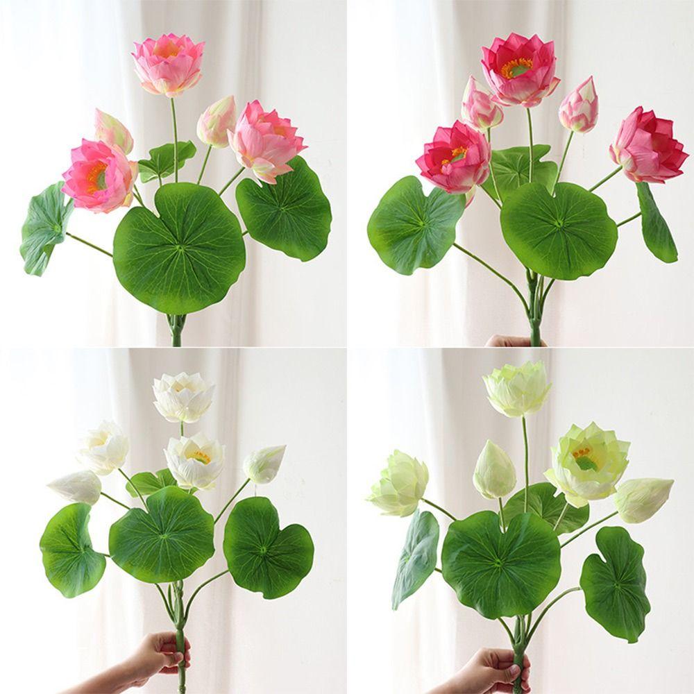 Green Lotus Leaves Lotus Artificial Flower Multicolor Lifelike Flower Fake Flower  Desktop Ornament