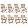 VidaXL Lot de 8 Chaises Pliables d'Extérieur avec Coussins, Sièges de Terrasse, Chaises de Salle à Manger, Meubles de Patio 3075085