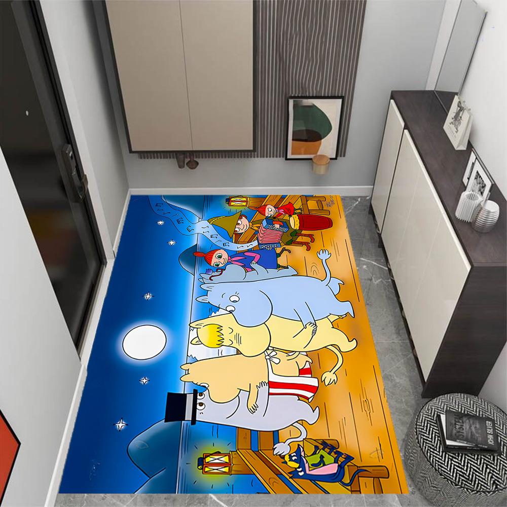Tappeti Antiscivolo a Tema Avventura della Famiglia Moomin - Arredamento per la Casa in Poliestere, Adatti per Camere da Letto, Soggiorni, Ingressi, Studi e Decorazioni