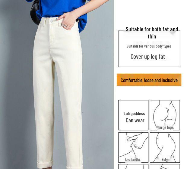 2025 Winter Black Velvet Thickened High-Waist Slimming Loose Harem Jeans for Petite Women