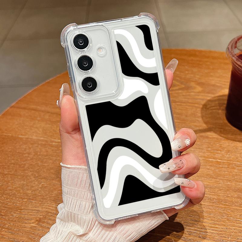 

Прозрачный противоударный чехол с цветной полосой для Samsung S25 Ultra S24 FE S23 S22 A56 A36 A16 A55 A35 Тонкий прозрачный мягкий силиконовый чехол для телефона с защитой от падений Samsung S24 FE чёрный