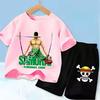 Summer Children Short Sleeve Clothes Set Anime Boy Girl T Shirt Shorts 2pcs One Piece Kids Outfit Chopper Luffy Tracksuit Suit