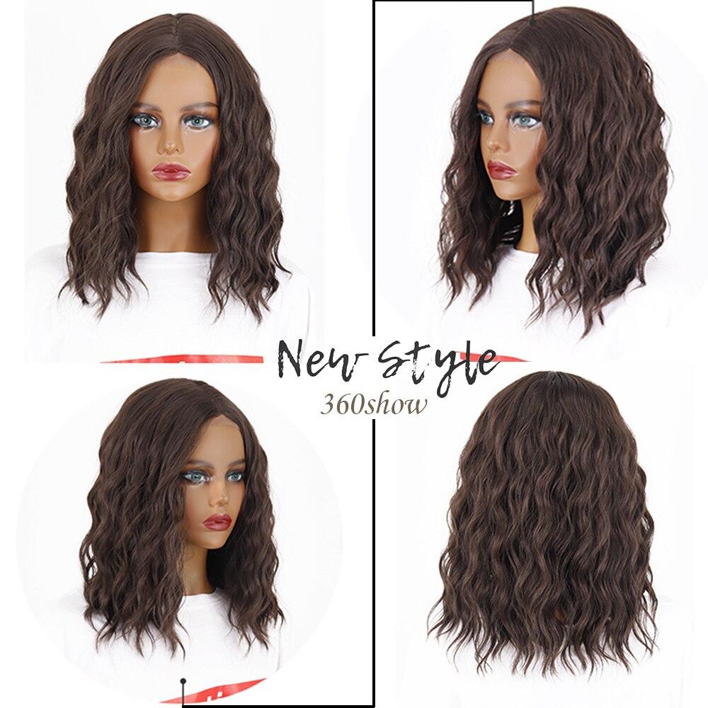 MERISIHAIR Synthetic Shoulder Length Wig Short Water Wave Wigs For Women Ombre Brown Pink Black  Gray  Daily Use