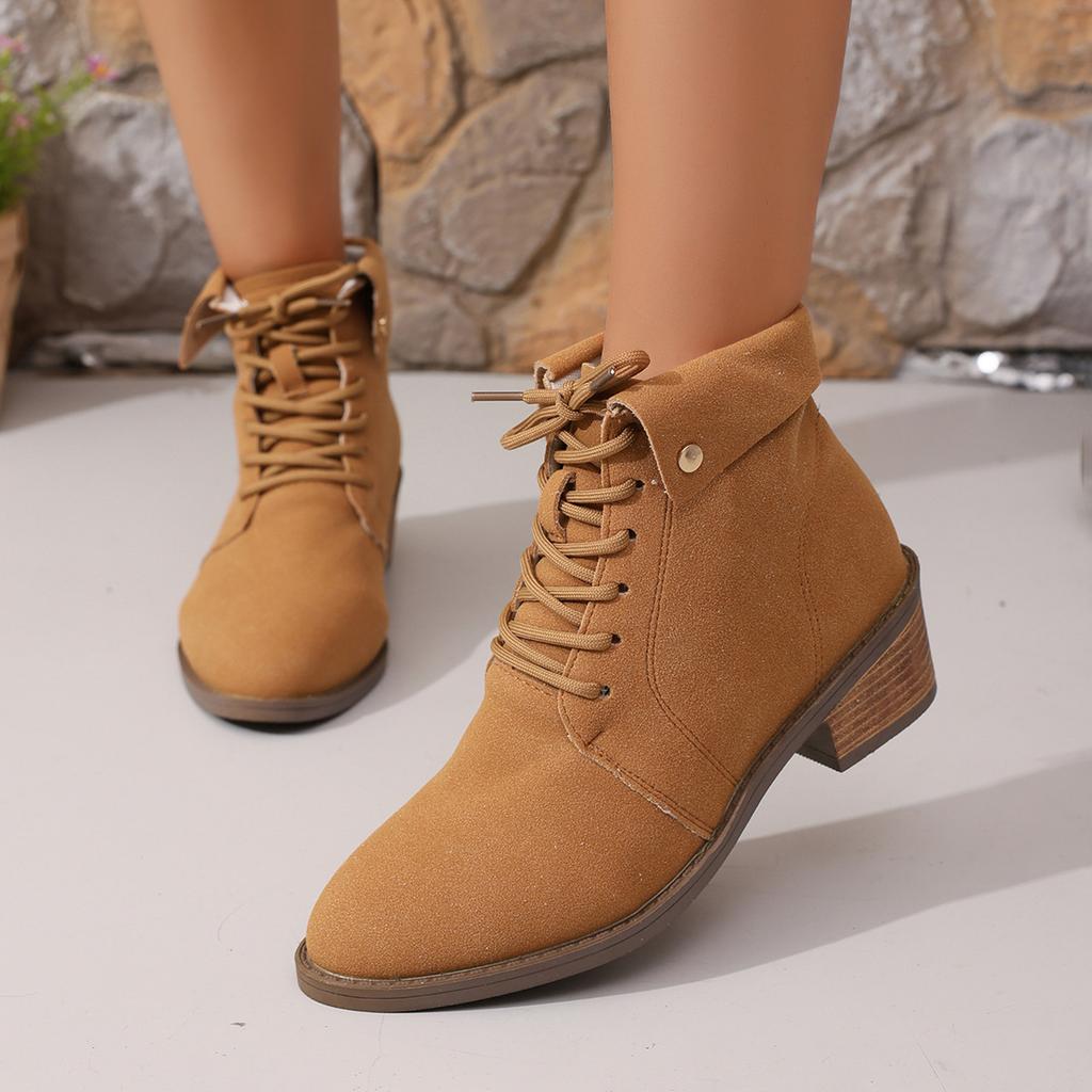 Women'S Fashion Boots Thick Heel Pointed Toe Strap Versatile And Comfortable Shoes Womens Winter Boots Botas Invierno Mujer