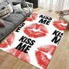 Red Lips Kiss Me Text Design suitable as a non-slip mat for the living room or bedroom sofa