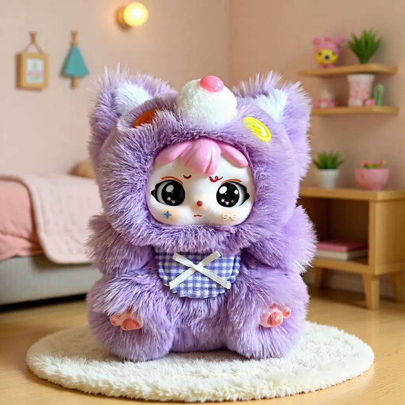 Sweet Rabbit Plush Doll Keychain with Enamel Pendant