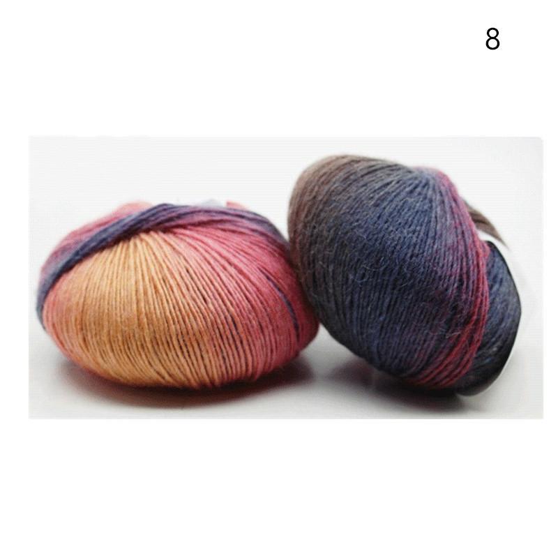 5 Rolls 50g/ball Worsted Section-dyed Rainbow Yarn 100% Pure Wool Yarn for DIY Hand Knitting Crochet Shawl Scarf Thread