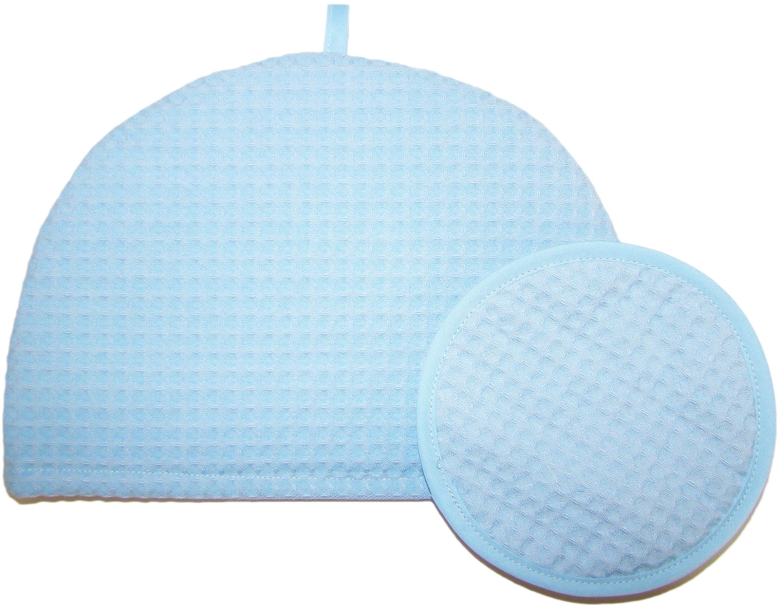 

Santens Tea Cozy S & Pot Mat Set, Rossini Blue (Made with Belgian Waffle Cloth)